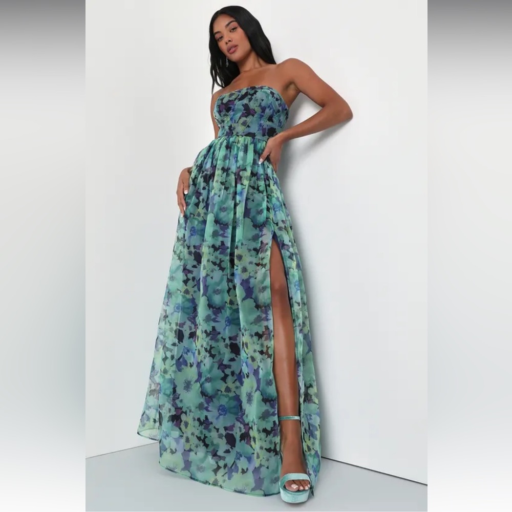 Turquoise floral lulus maxi dress